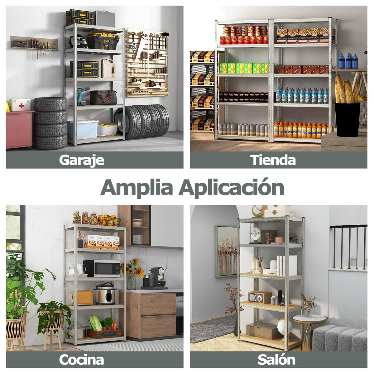 2 Uds Estanterías Almacenaje Pesadas,Carga de 875kg,Dimensiones 180x90x40cm