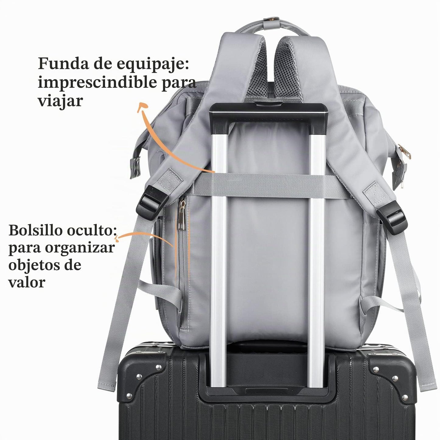RJEU Mochila Viaje Mujer,Impermeable Mochila Ordenador Portatil para Profesora,Enfermera Trabajo,Mochila Escolar para Adolescentes,Regalos para Mujeres,Gris