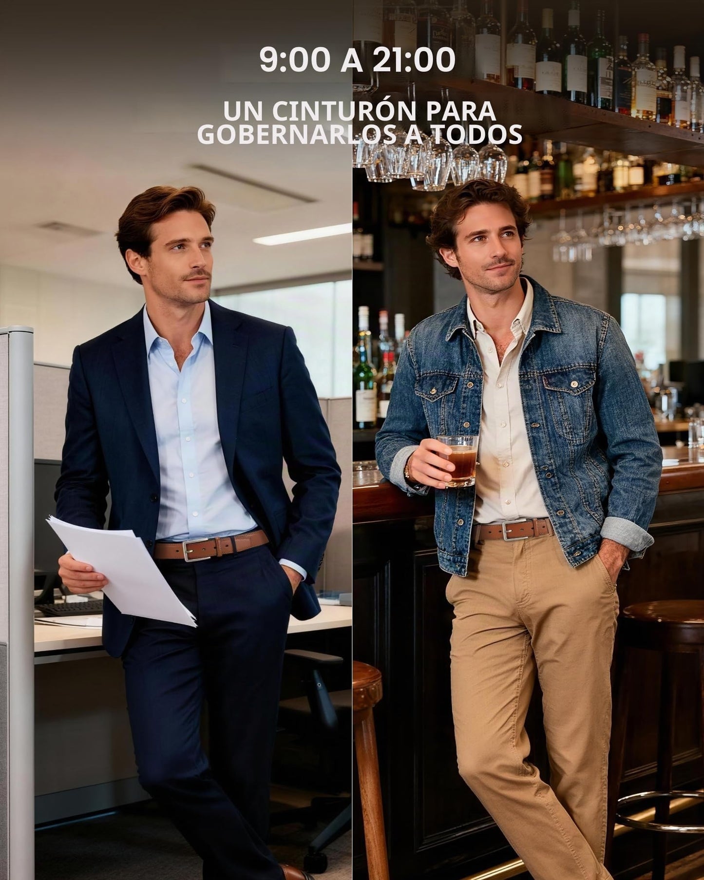 CHAOREN Cinturones Hombre Cuero, Cinturon Hombre 35mm Negocios y Informales
