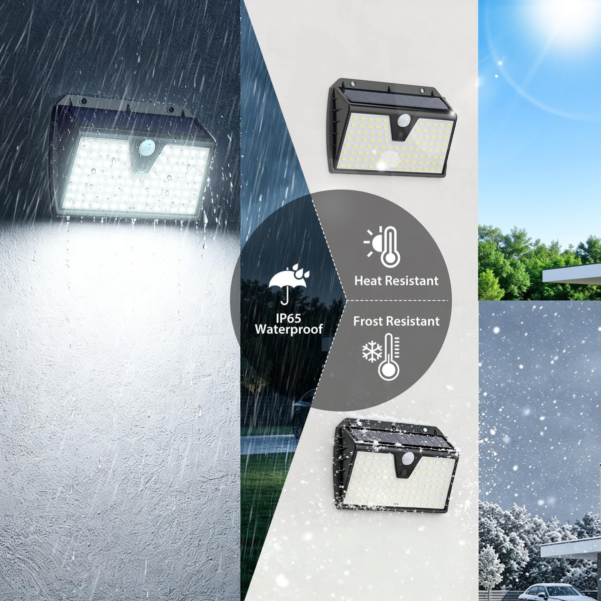 Luz Solar Exterior con Sensor de Movimiento, 4 Paquete/3 Modos IP65