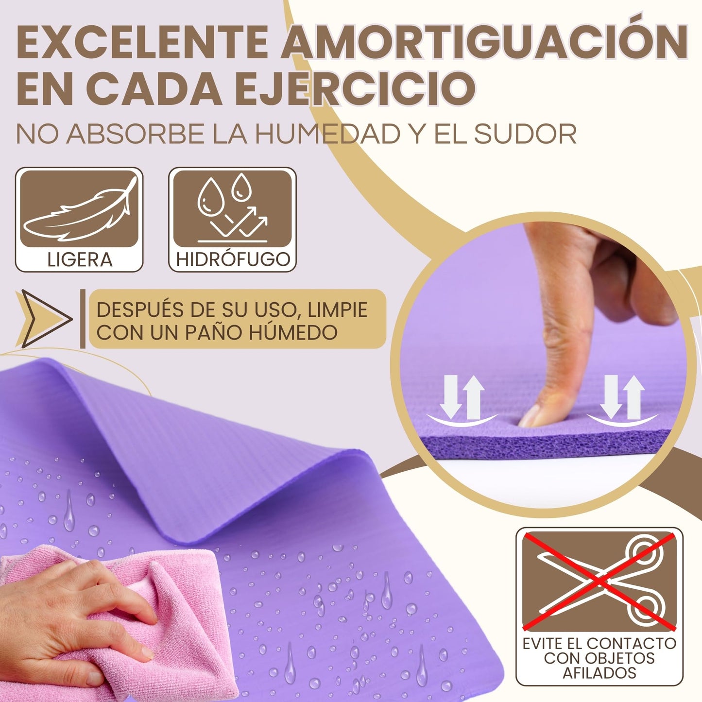 POPYS® Esterilla Yoga Antideslizante con Correa de Transporte | Esterilla Yoga y Pilates ligera | Perfecto para Actividad diaria