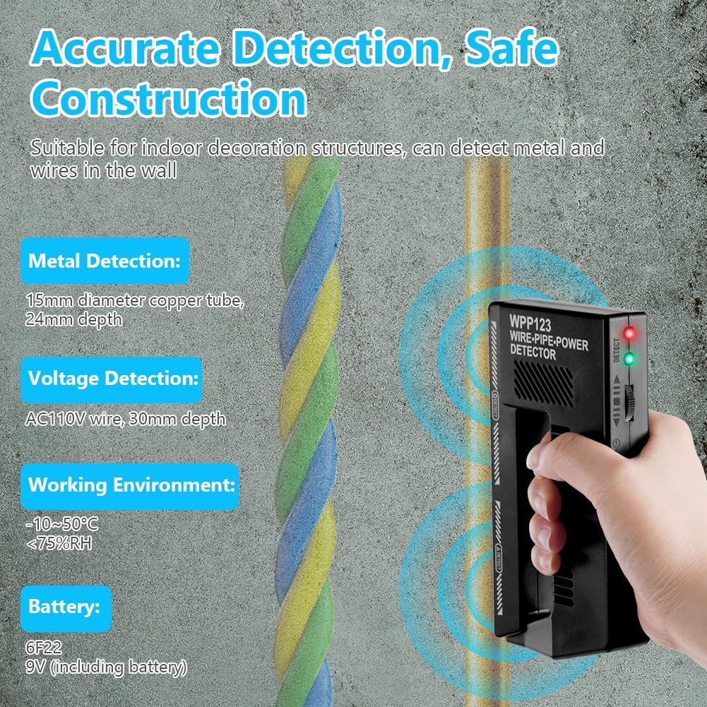 Flintronic Detector de Metales Pequeño, Detector Cables y Tuberias Pared, Pinpointer Detector de Metales, para Cables, Tubos y Tensión Pared Stud Finder, Escáner de Tarjetas