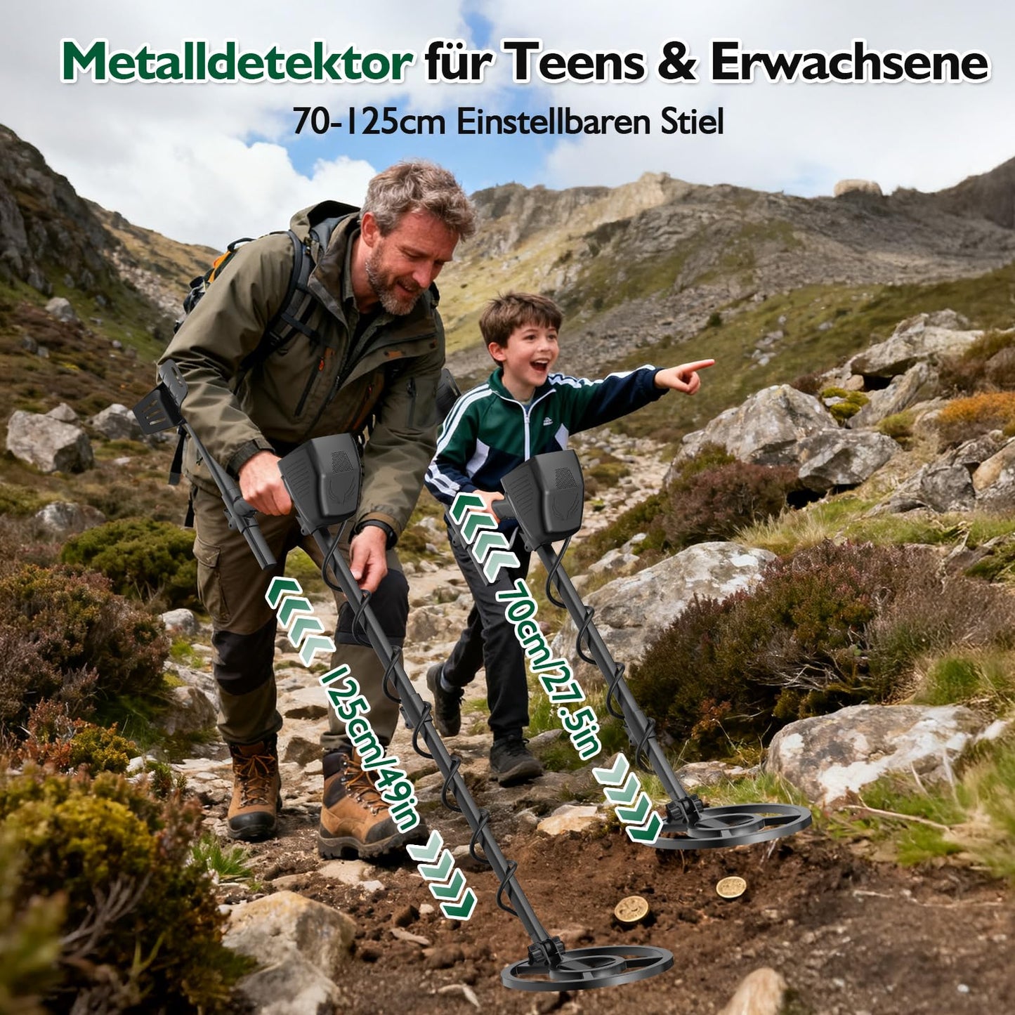 OMMO Detector de Metales Profesional para Adultos y Niños, Verde