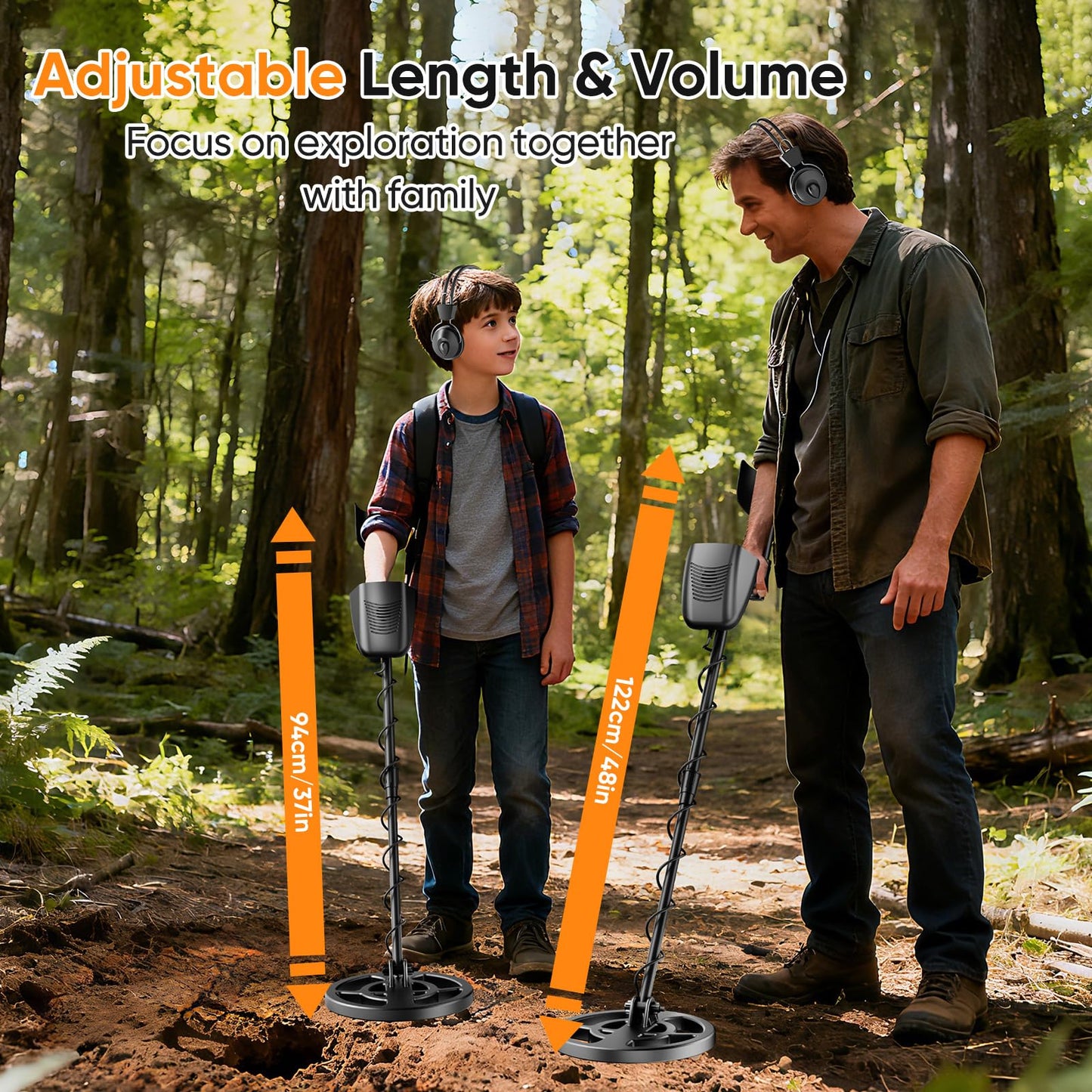 Detector de metales para adultos y niños, bobina impermeable IP68, detector de oro ajustable en altura 94-122cm, profundidad 18cm, diseño ligero para oro, monedas, búsqueda en playa(Azul-Negro (Juego)