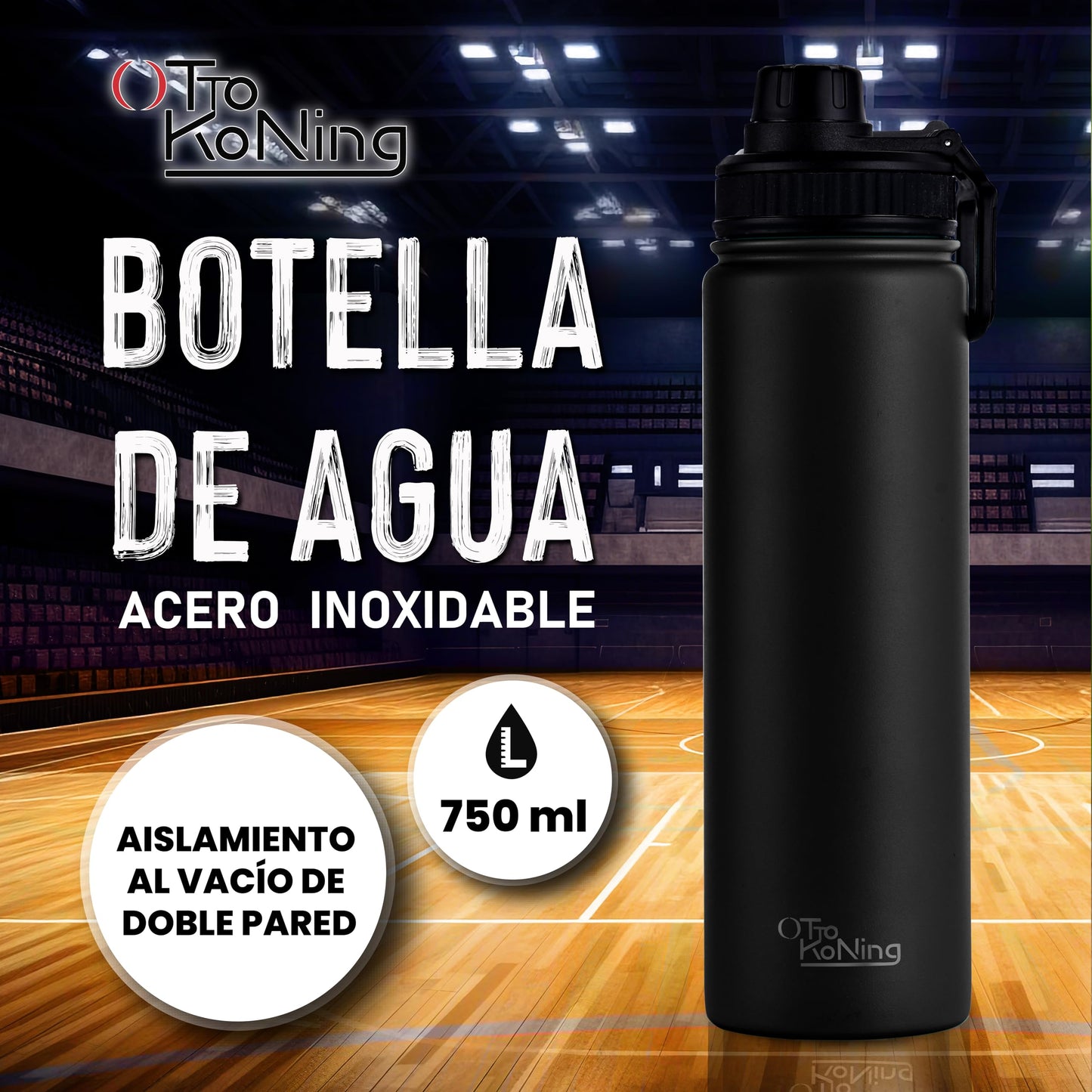 OTTO KONING Botella de Agua Acero Inoxidable 750ml Térmica Antigoteo