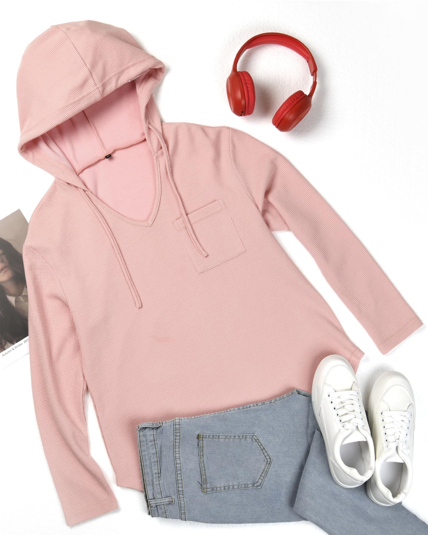 Tanmolo Sudadera con Capucha para Mujer de algodón con Mangas largas, Rosa Claro, XXL