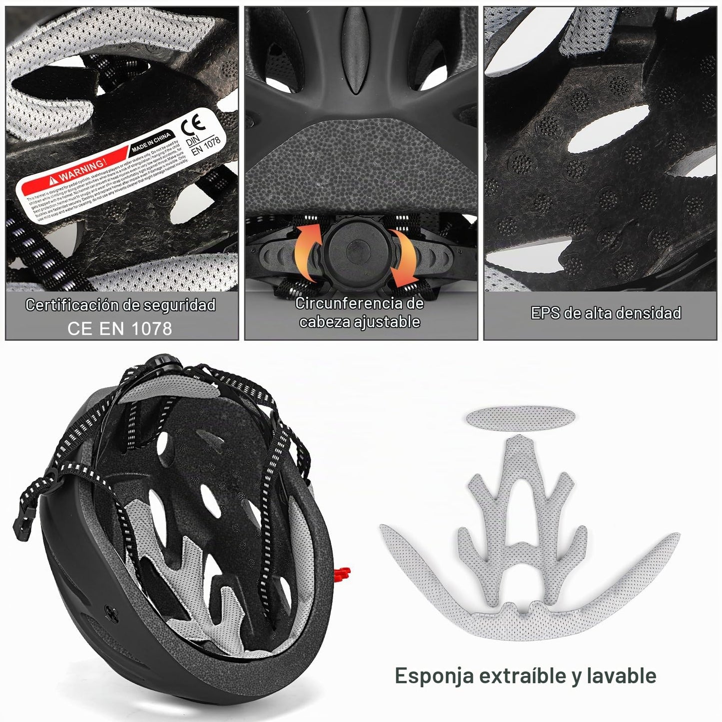Casco Bicicleta Adulto, Casco Ciclismo Ligero Unisex 58-62cm