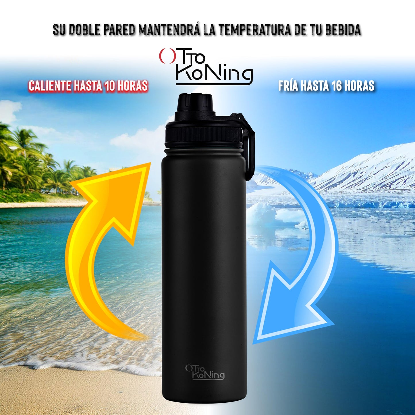 OTTO KONING Botella de Agua Acero Inoxidable 750ml Térmica Antigoteo