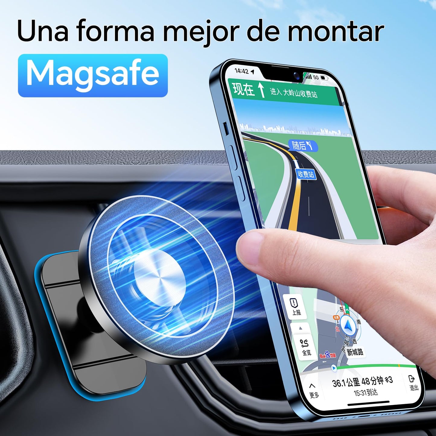 Coolpow Soporte Movil Coche Magsafe [Super imanes] Suporte Telemovel Carro