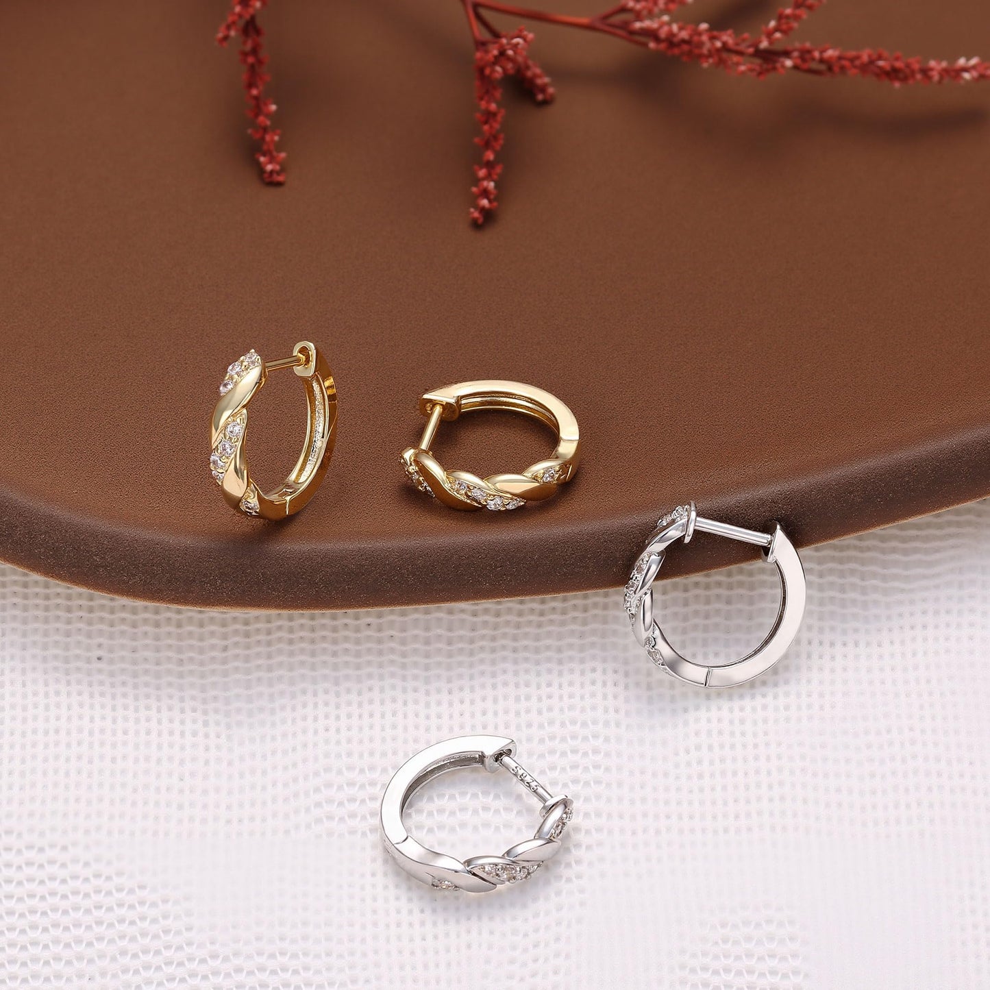 LOLIAS Pendientes Mujer Plata Ley 925 Dorados Aretes