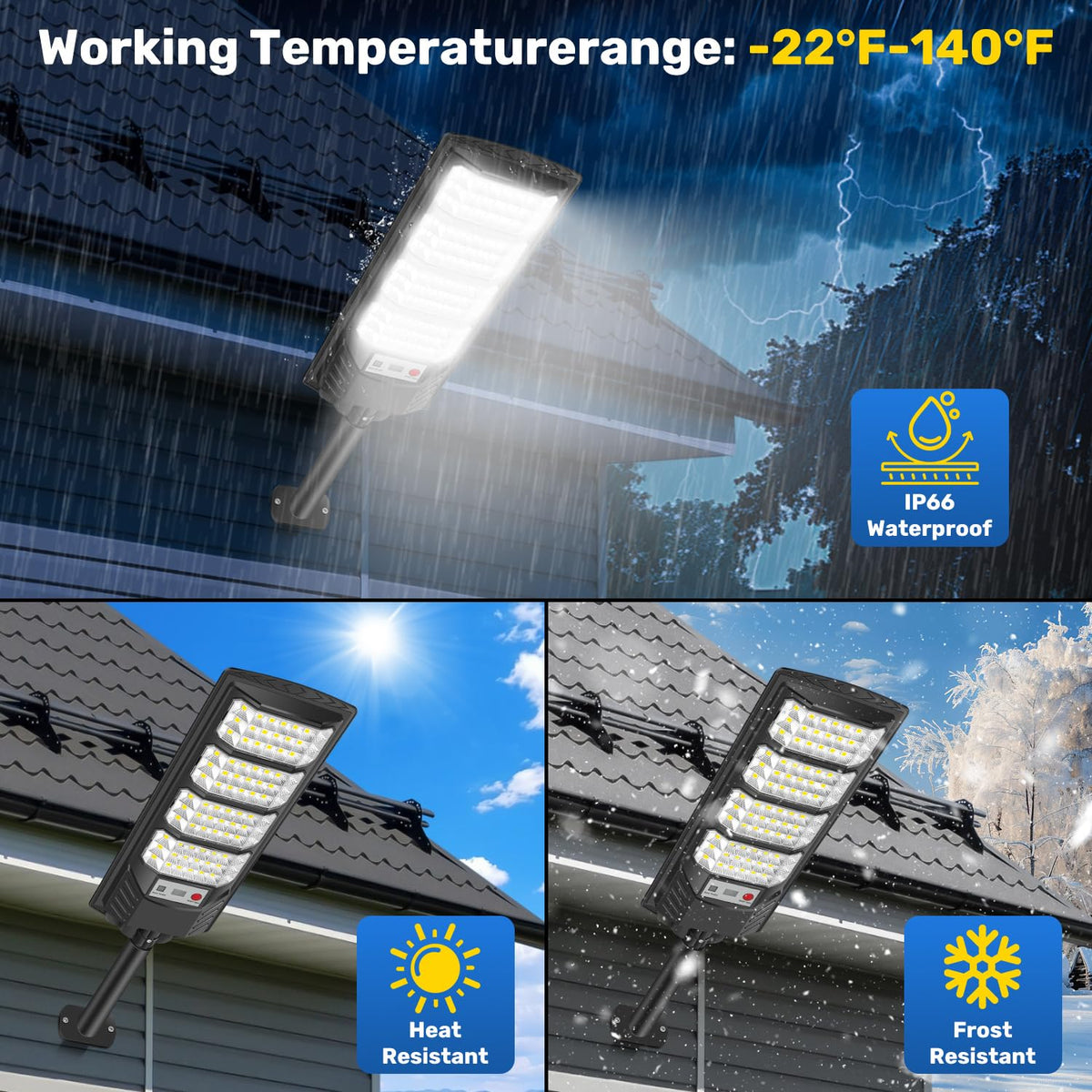 PEAKRO Farolas Solares Exterior, 600W Potente Focos LED Solar con Mando a Distancia, Sensor de Movimiento, IP66 Impermeable 6500K Luz Solar Exterior Lampara Solar Jardín para Garage Patio (2 Pack)