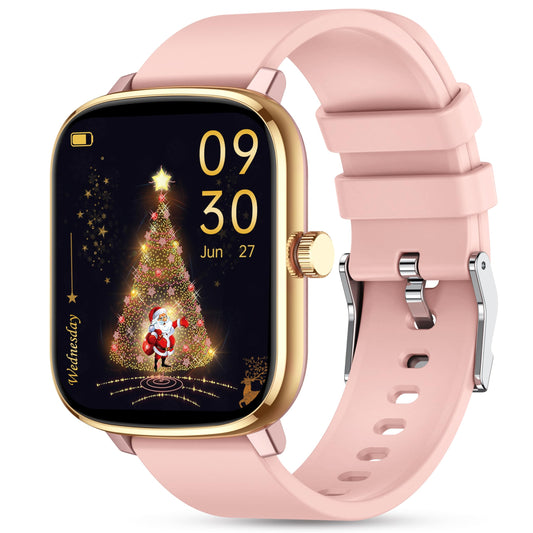Popglory Smartwatch 110+ Deportes, Reloj Inteligente Mujer Hombre con Pulsómetro Podómetro Monitor de Presión Arterial Ritmo Cardíaco Sueño DIY Esfera, Pulsera Actividad para Android iOS