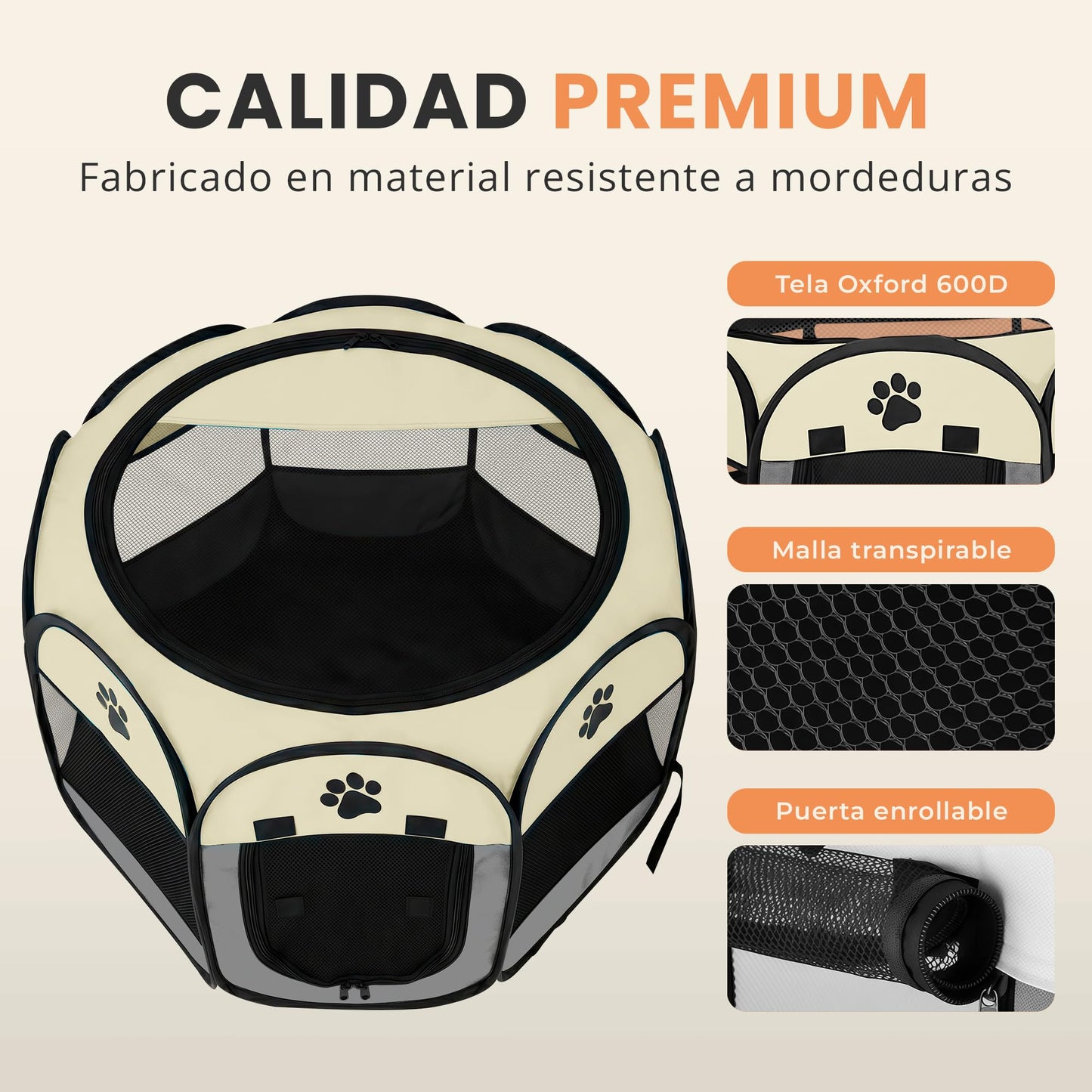 JUPPLIES Parque para Perros Plegable 73x73x43 cm – Corralito Portátil de Tela Oxford Impermeable para Mascotas Pequeñas - Ideal para Viajes, Juegos o Descanso en Casa y Exterior – Gris