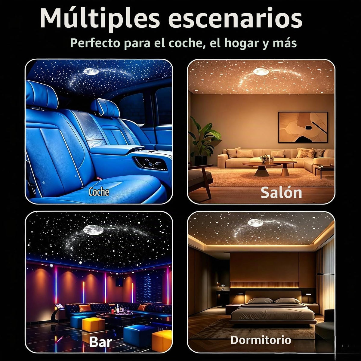 KQLHLHDYZ Proyector de luz nocturna, proyector de luz nocturna holográfica HD dinámico 5D, proyector de estrellas HD Plug and Play, proyector HD ajustable de 360° para techo de dormitorio