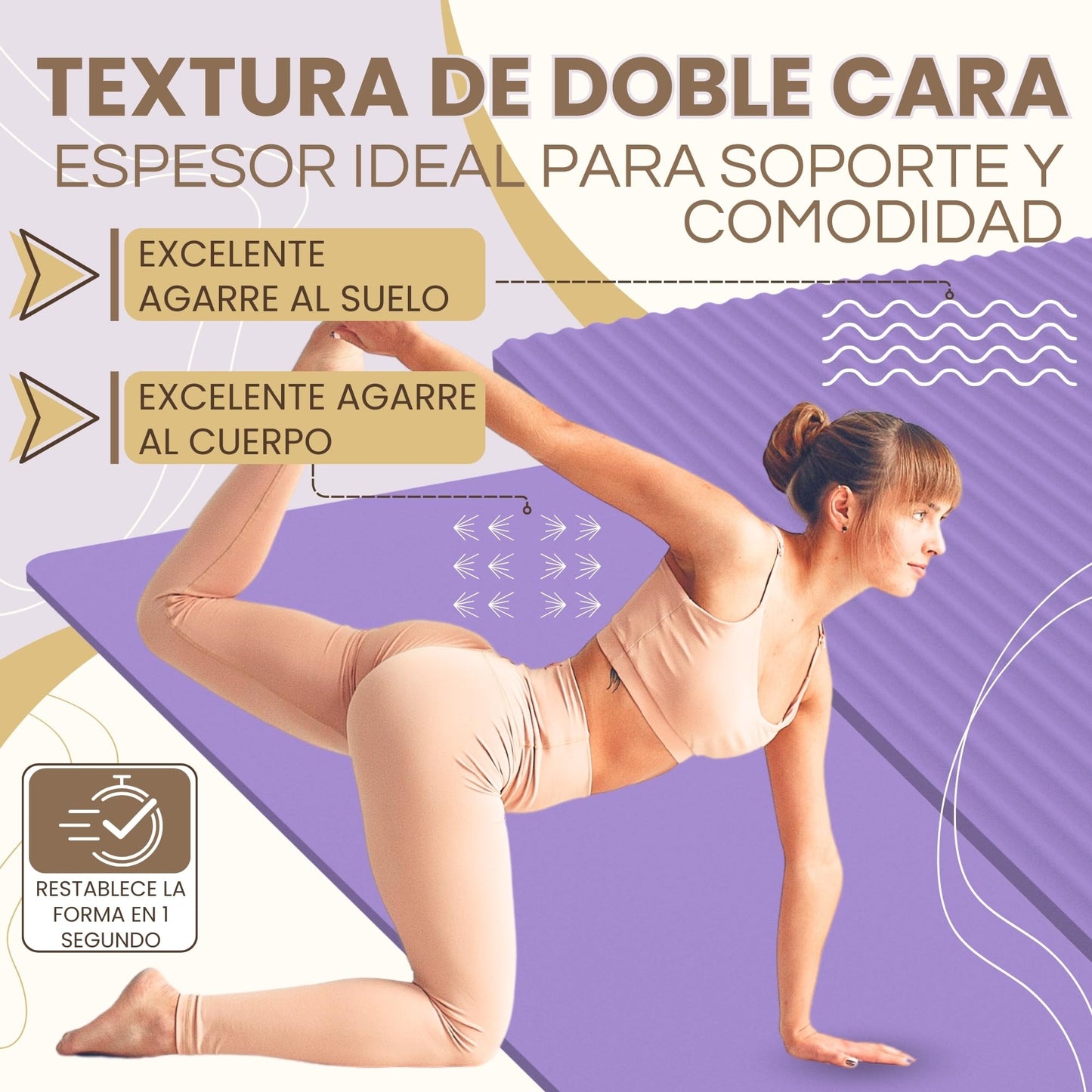 POPYS® Esterilla Yoga Antideslizante con Correa de Transporte | Esterilla Yoga y Pilates ligera | Perfecto para Actividad diaria