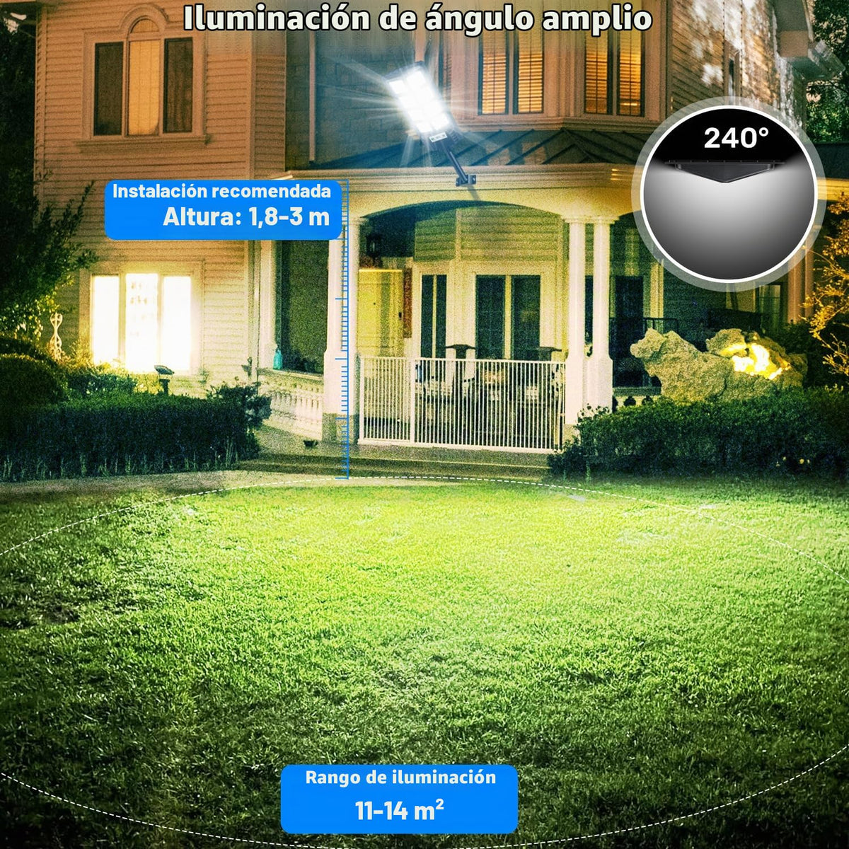PEAKRO Farolas Solares Exteriores, 600W Potente Luz Solare Exterior con Sensor de Movimiento,Control Remoto, 6500K LED Focos Solares Exterior Impermeable Lampara Solar para Jardín Garaje, 2 Paquete