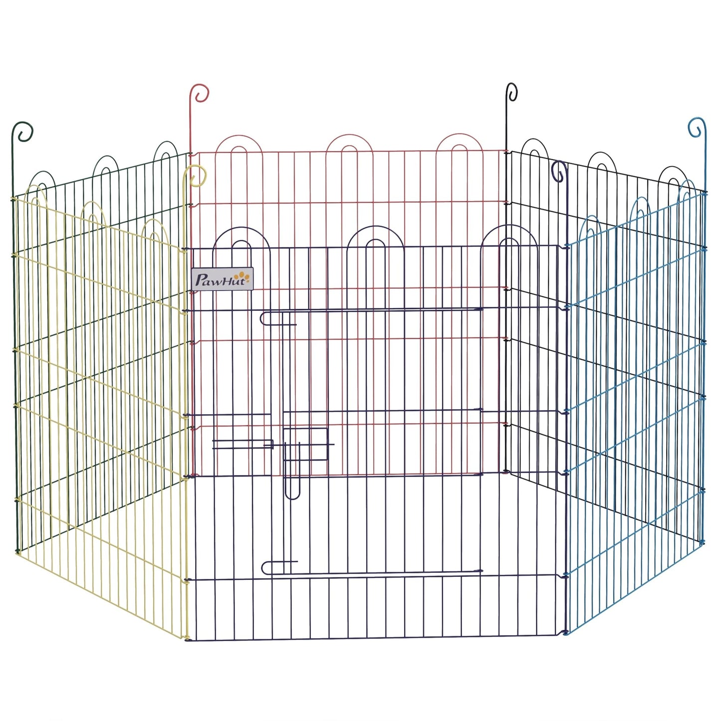 PawHut Parque Plegable para Perros de 6 Paneles Ø120x60 cm Multicolor