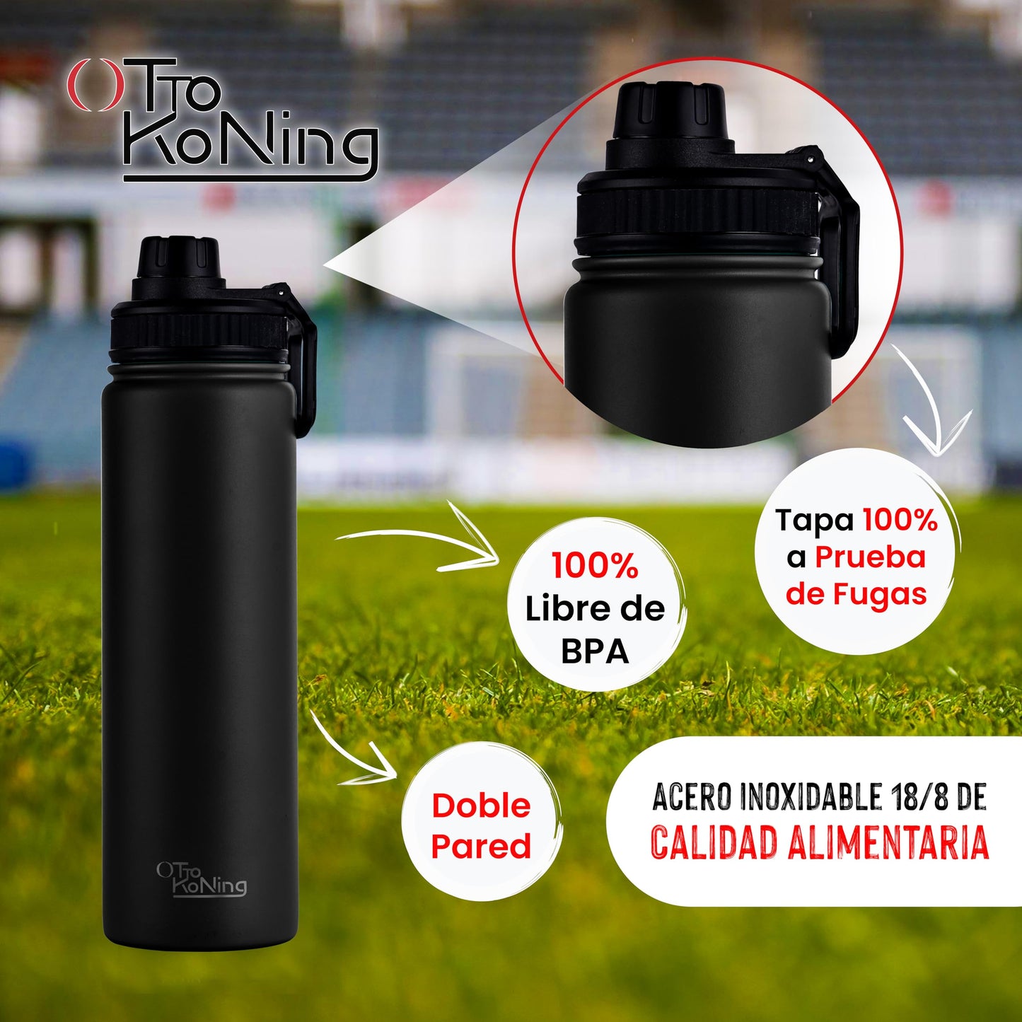 OTTO KONING Botella de Agua Acero Inoxidable 750ml Térmica Antigoteo
