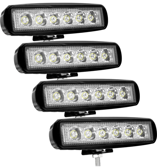 Kraumi 18W Faro Trabajo LED Focos de Coche 12V 24V Faros Led Tractor 9,200LM 6000K IP67 Impermeable Off-Road Foco de Trabajo LED para Moto ATV SUV Tractor Camión Barco(4 Piezas)