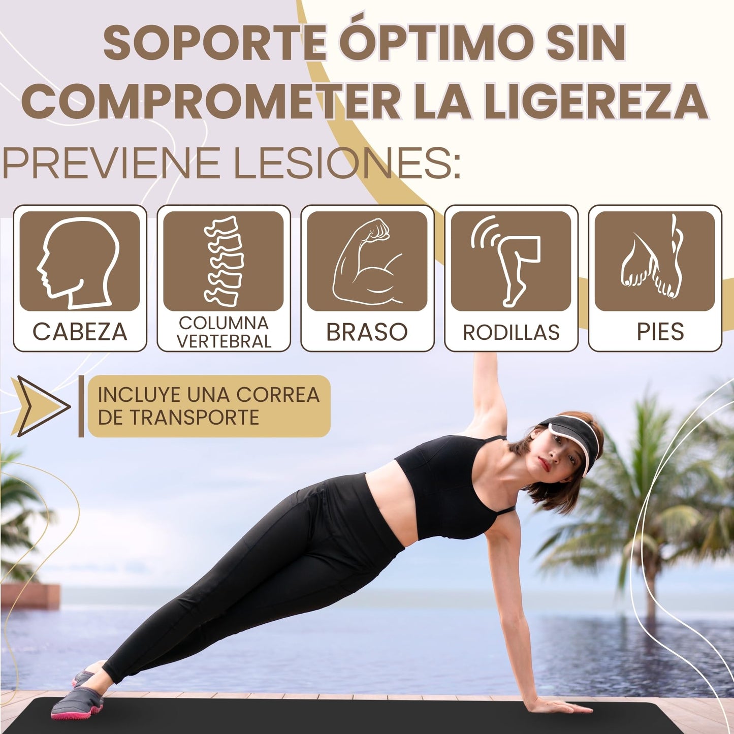 POPYS® Esterilla Yoga Antideslizante con Correa de Transporte | Esterilla Yoga y Pilates ligera | Perfecto para Actividad diaria