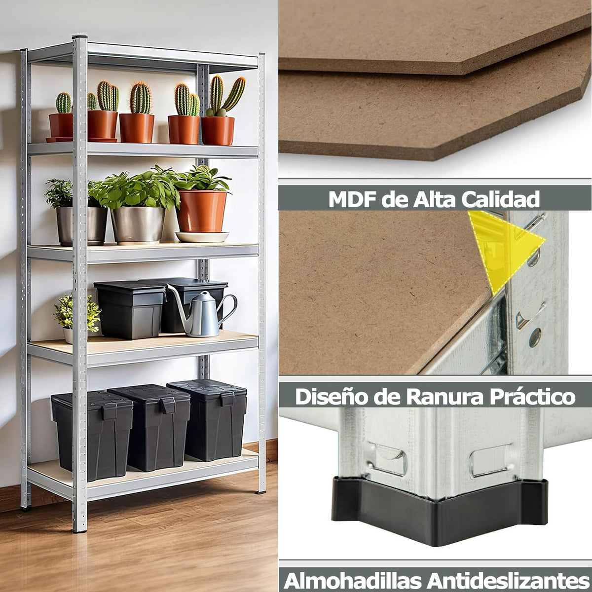 2 Uds Estanterías Almacenaje Pesadas,Carga de 875kg,Dimensiones 180x90x40cm