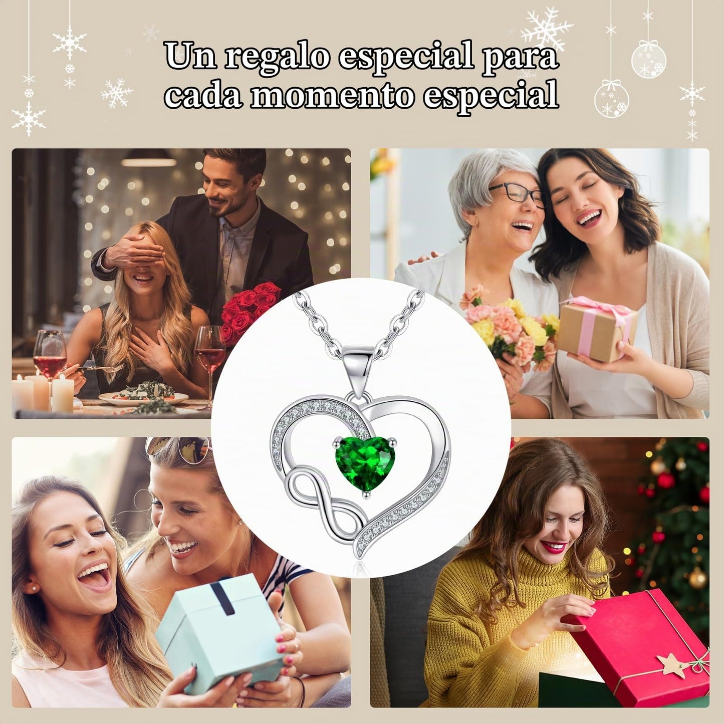 Tusuzik Collar Infinito Plata de Ley 925 con Colgante de Corazón de Amor Regalo de Joyería para Mujer