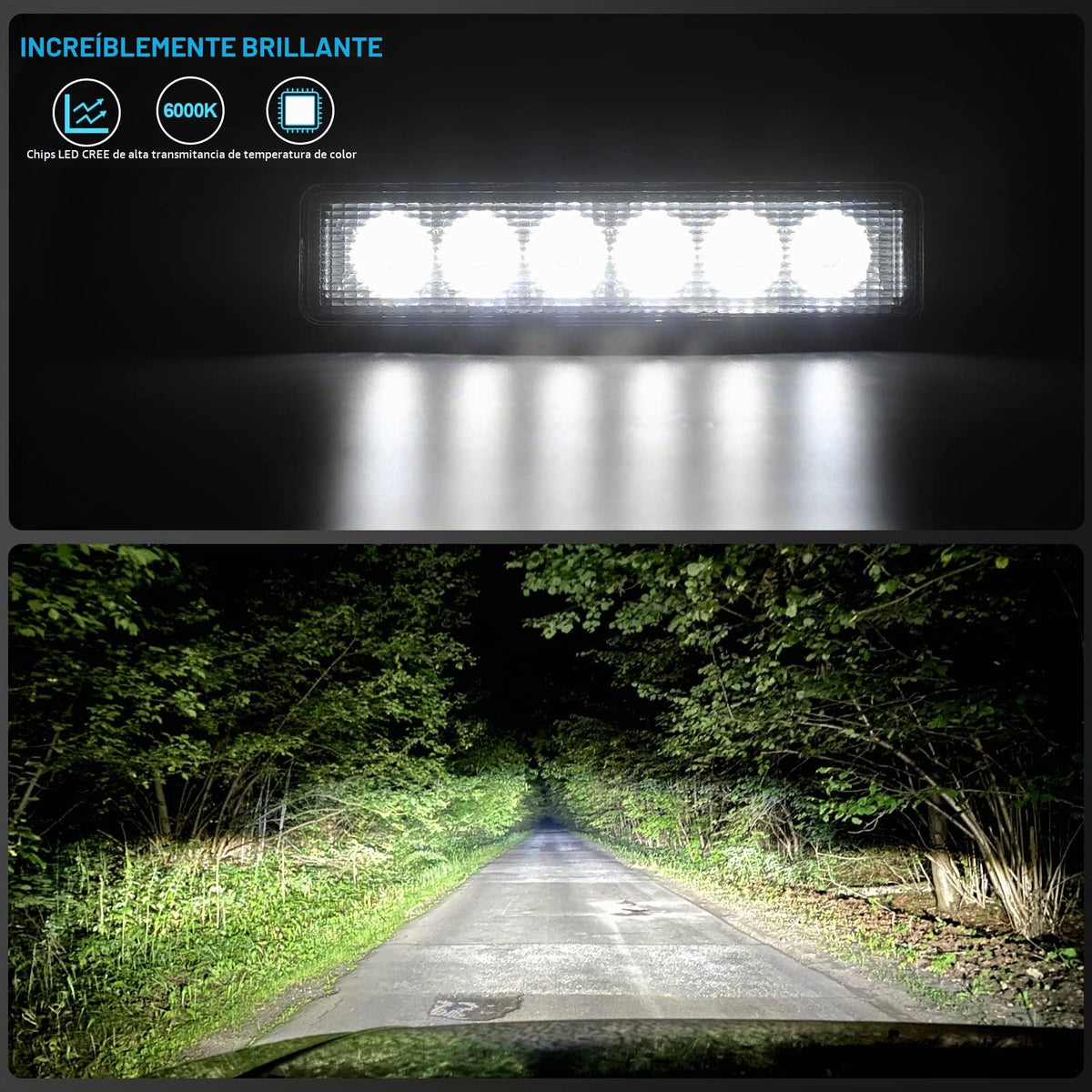Kraumi 18W Faro Trabajo LED Focos de Coche 12V 24V Faros Led Tractor 9,200LM 6000K IP67 Impermeable Off-Road Foco de Trabajo LED para Moto ATV SUV Tractor Camión Barco(4 Piezas)