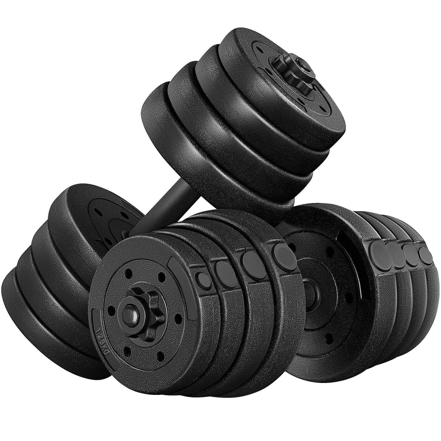 Yaheetech Mancuernas Ajustables 2x15 kg Pesos Fitness Entrenamiento con Barras de Acero y Discos Juego de Pesas Musculacion con Cerraduras de Estrella