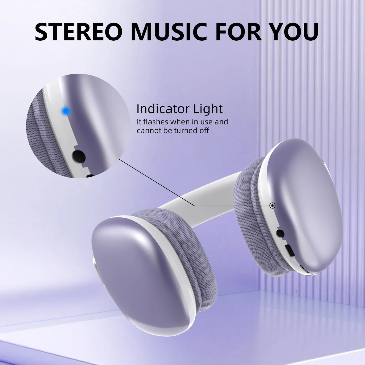 B40 Bluetooth Headphones Over Ear Wireless Headset HiFi Music Gaming Comfortable Mic for iPhone Android PC Purple